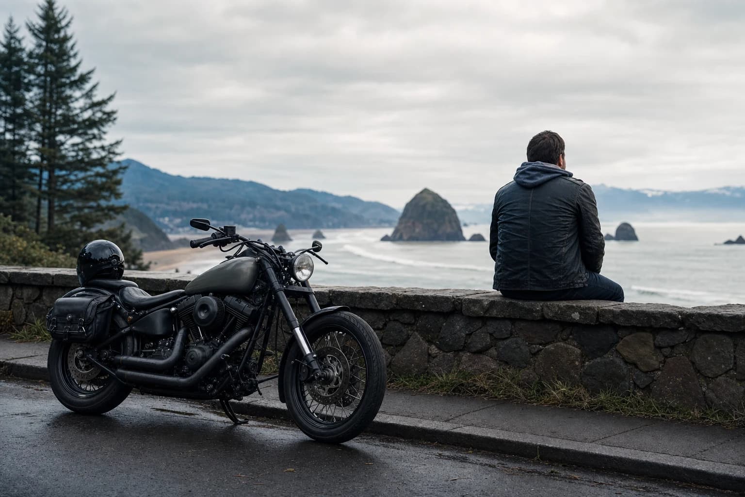 Motorcycle standing on an empty road symbolizing a lone fight against biased judgments in motorcycle injury claims.